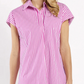 Women’s V-Neck Shirt Mini Dress with Stripe Print