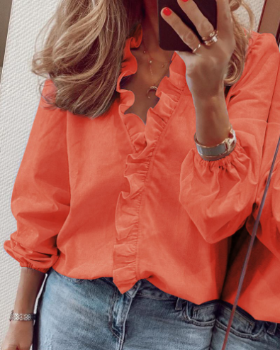 New Long Sleeve Ruffle Blouse
