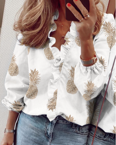 New Long Sleeve Ruffle Blouse