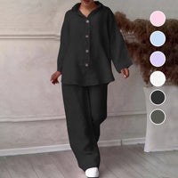 ⏳Time-limited Special⏰Fashion Botton-Down Shirt & Pants 2-Piece Set