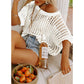 💥This Week's Special Price 💥Womens Summer Scoop Neck ShortSleeve Sweater Casual Crochet Hollow Out KnitTops