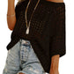 💥This Week's Special Price 💥Womens Summer Scoop Neck ShortSleeve Sweater Casual Crochet Hollow Out KnitTops