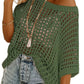 💥This Week's Special Price 💥Womens Summer Scoop Neck ShortSleeve Sweater Casual Crochet Hollow Out KnitTops