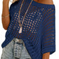 💥This Week's Special Price 💥Womens Summer Scoop Neck ShortSleeve Sweater Casual Crochet Hollow Out KnitTops