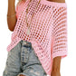 💥This Week's Special Price 💥Womens Summer Scoop Neck ShortSleeve Sweater Casual Crochet Hollow Out KnitTops