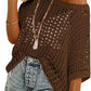 💥This Week's Special Price 💥Womens Summer Scoop Neck ShortSleeve Sweater Casual Crochet Hollow Out KnitTops