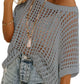 💥This Week's Special Price 💥Womens Summer Scoop Neck ShortSleeve Sweater Casual Crochet Hollow Out KnitTops