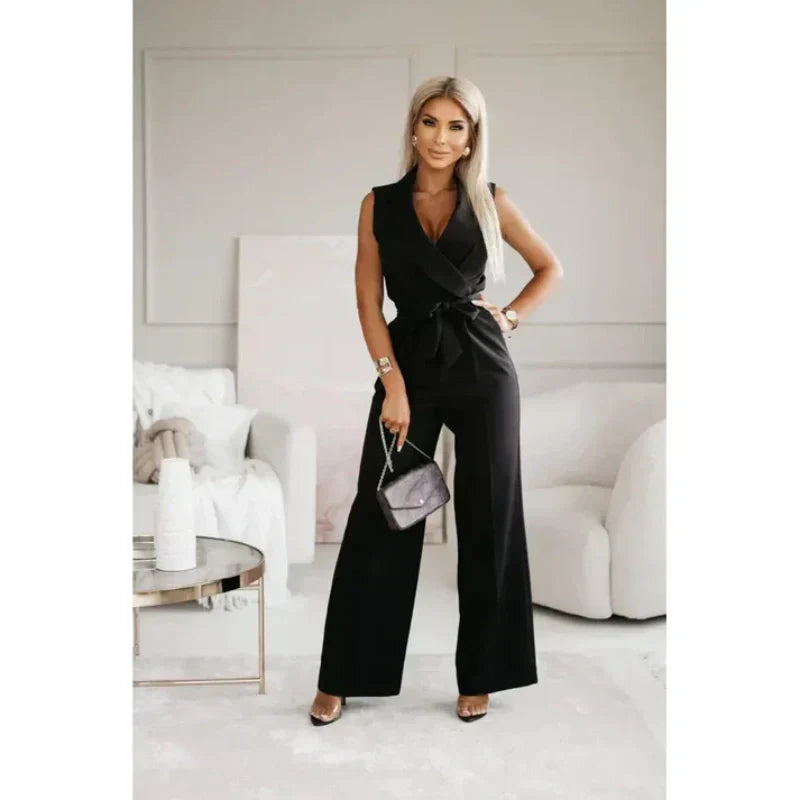 ☀️Women's Sleeveless V-Neck Solid Jumpsuit🕊️