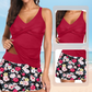 Cross-Back Strap Top with Lined Skirt Separates Swimmsuit