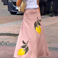 Pink Printed Slim Skirt