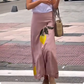 Pink Printed Slim Skirt