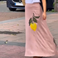 Pink Printed Slim Skirt
