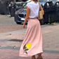 Pink Printed Slim Skirt