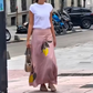 Pink Printed Slim Skirt