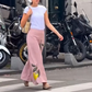 Pink Printed Slim Skirt