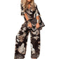 🛍️ Women's Matching Printed Set - V-Neck Top & Long Pants | No-Fuss Outfit, Versatile Print & All-Day Comfort | UK Sizes Available
