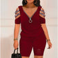💖2025 summer new style💖Off-shoulder V-neck narrow zipper short jumpsuit🎁