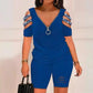 💖2025 summer new style💖Off-shoulder V-neck narrow zipper short jumpsuit🎁