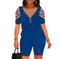 💖2025 summer new style💖Off-shoulder V-neck narrow zipper short jumpsuit🎁
