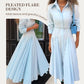 Elegant Light Blue Long Sleeve A-Line Dress