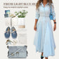 Elegant Light Blue Long Sleeve A-Line Dress
