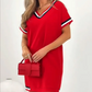 V-Neck Color-Blocking Midi Dress