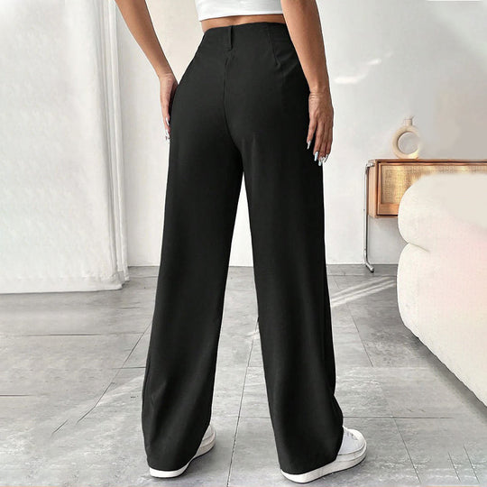 ✨Solid High-Waist Pants: Wide-Leg, Stretchy Comfort, Perfect for Every Outfit