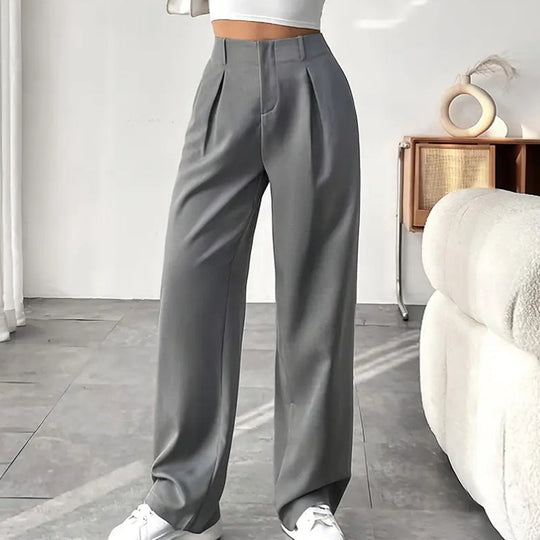 ✨Solid High-Waist Pants: Wide-Leg, Stretchy Comfort, Perfect for Every Outfit