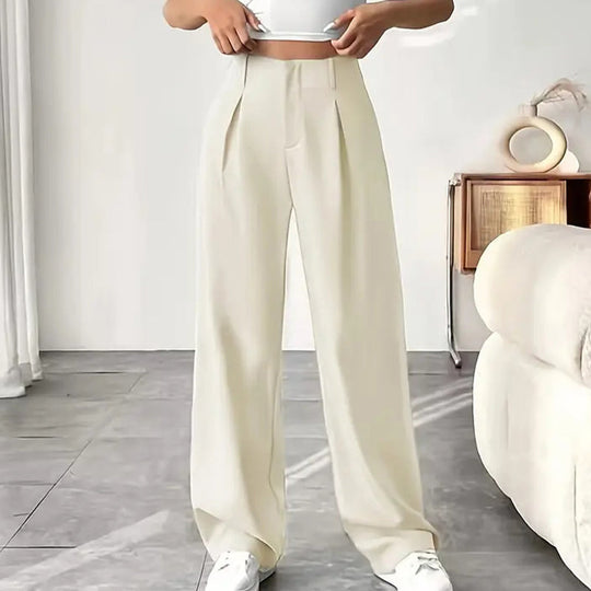 ✨Solid High-Waist Pants: Wide-Leg, Stretchy Comfort, Perfect for Every Outfit
