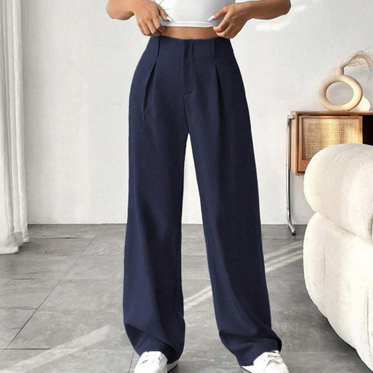 ✨Solid High-Waist Pants: Wide-Leg, Stretchy Comfort, Perfect for Every Outfit