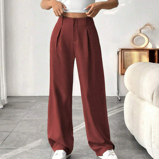 ✨Solid High-Waist Pants: Wide-Leg, Stretchy Comfort, Perfect for Every Outfit