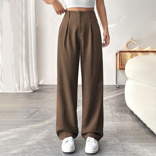 ✨Solid High-Waist Pants: Wide-Leg, Stretchy Comfort, Perfect for Every Outfit