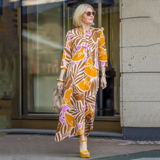 🍂Women’s Elegant Printed 3/4 Sleeve Long Dress