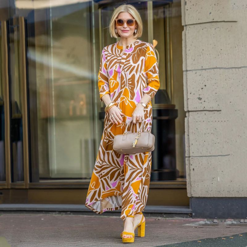 🍂Women’s Elegant Printed 3/4 Sleeve Long Dress