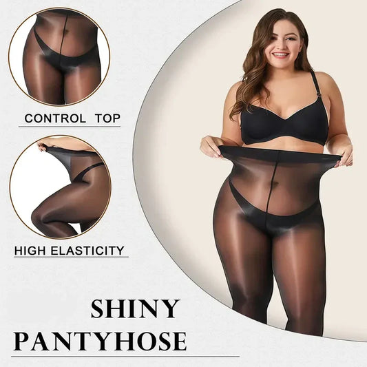 Sheer shiny women's pantyhose – breathable fabric and shimmer finish