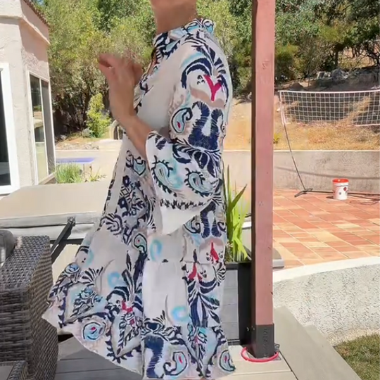 🌸Elegant Printed Flowy Dress: Women’s Loose Silhouette, Stylish & Comfortable