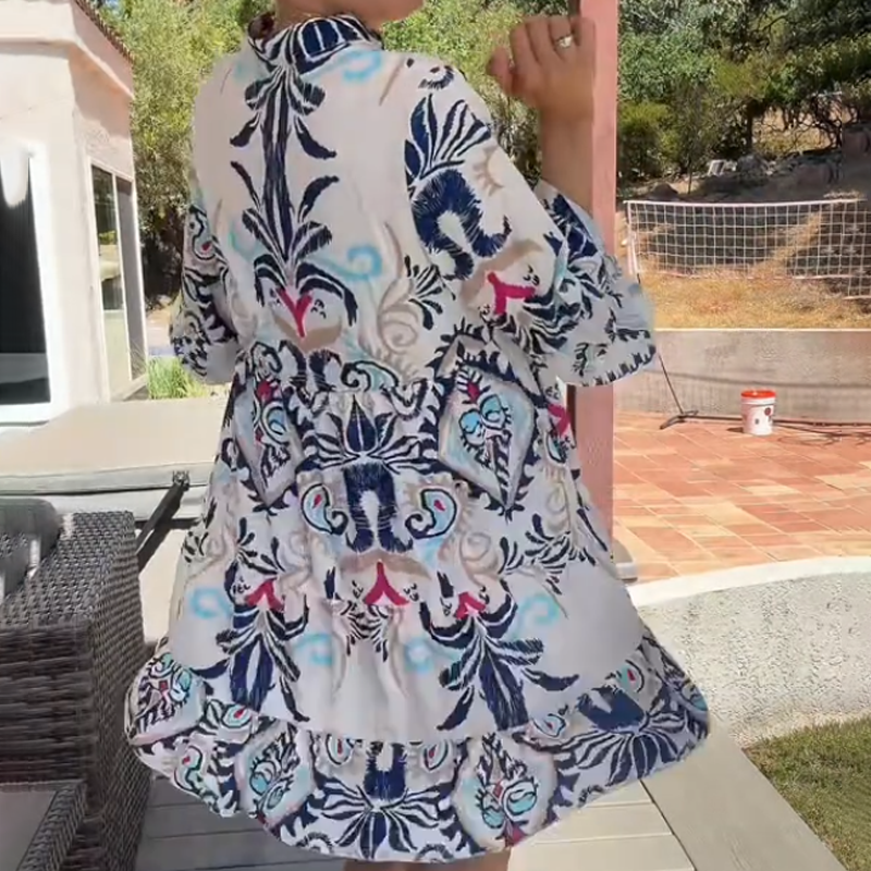 🌸Elegant Printed Flowy Dress: Women’s Loose Silhouette, Stylish & Comfortable