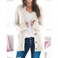 ZESICA Women's Fall Casual Long Sleeve Button Down Open Front Cable Knit Cardigan Sweater Coat