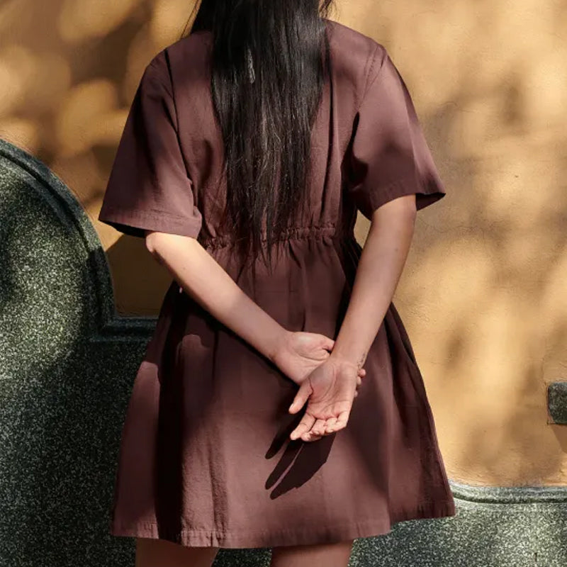 Women's Zipper Short Sleeve Dress with Pockets