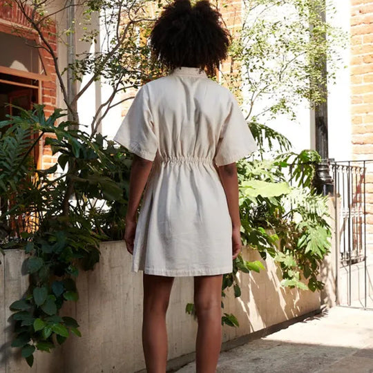 Women's Zipper Short Sleeve Dress with Pockets