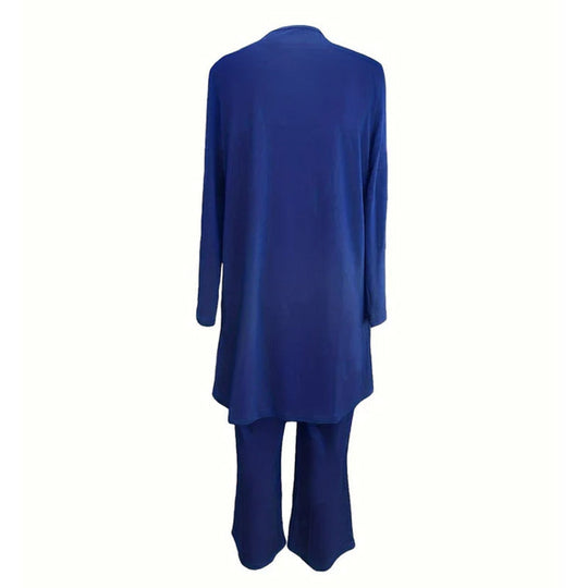 💎 50% OFF! 💎 Elegant Women's Relaxed Fit 3-Piece Set – Minimalist Wide-Leg Pants, Cardigan & Top in Luxe Stretch Fabric 🌟👚