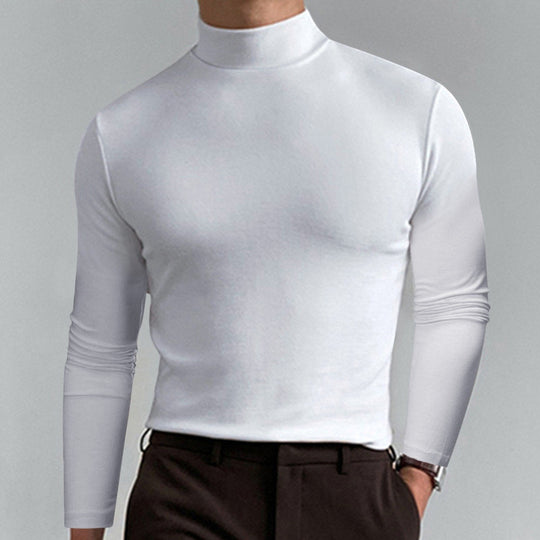 Men's High Neck Slim Fit T-Shirt - Stretchy & Breathable Fabric, Modern Style for Gym or Casual Wear