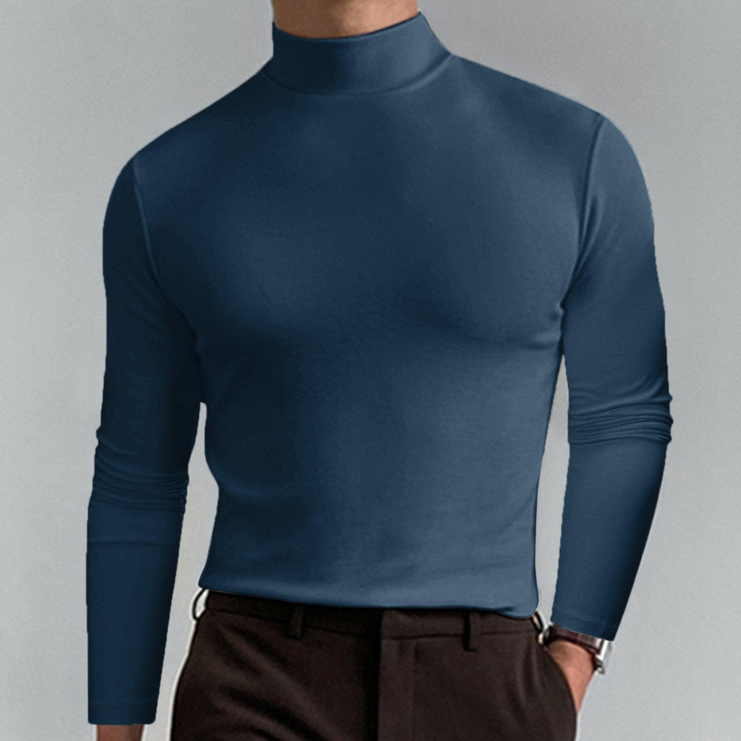 Men's High Neck Slim Fit T-Shirt - Stretchy & Breathable Fabric, Modern Style for Gym or Casual Wear