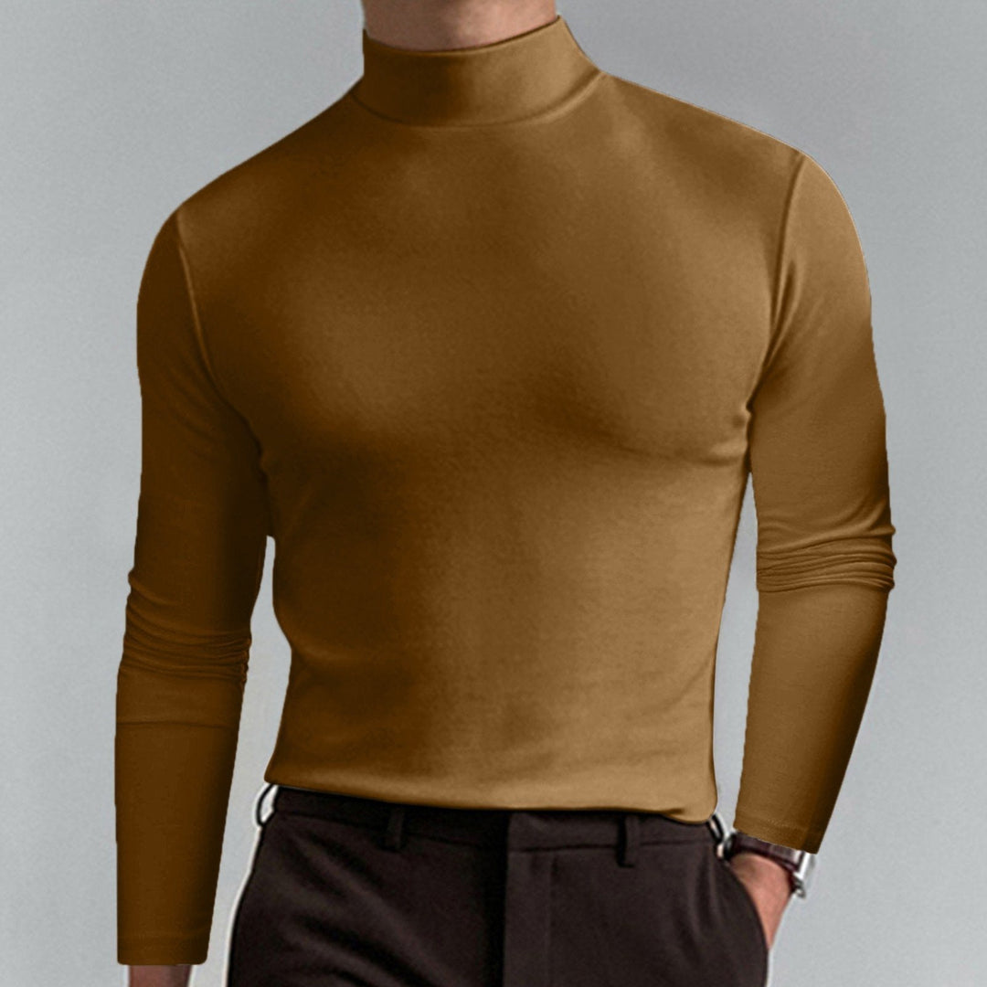 Men's High Neck Slim Fit T-Shirt - Stretchy & Breathable Fabric, Modern Style for Gym or Casual Wear