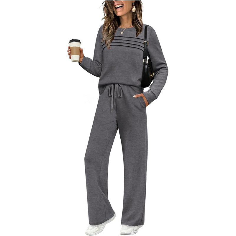 🔥 LAST DAY – 50% OFF! 💐 Women’s Crew-Neck Top & Drawstring Trousers Set