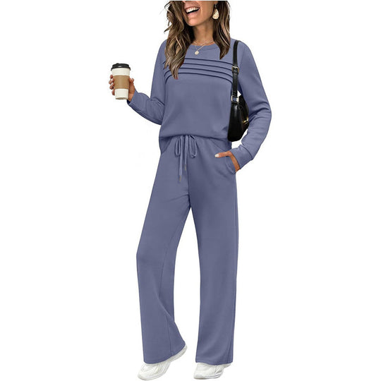 🔥 LAST DAY – 50% OFF! 💐 Women’s Crew-Neck Top & Drawstring Trousers Set