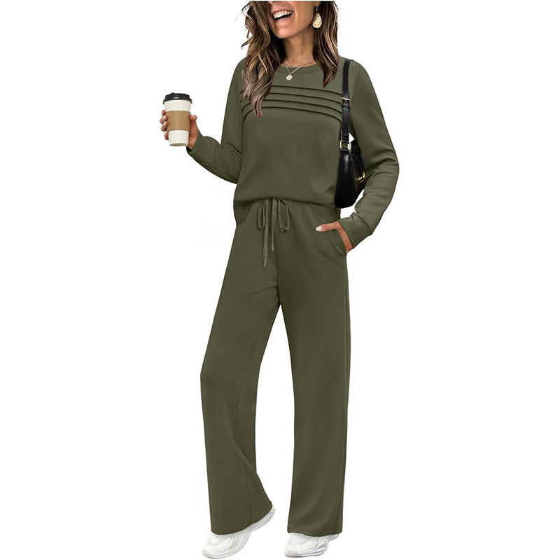 🔥 LAST DAY – 50% OFF! 💐 Women’s Crew-Neck Top & Drawstring Trousers Set
