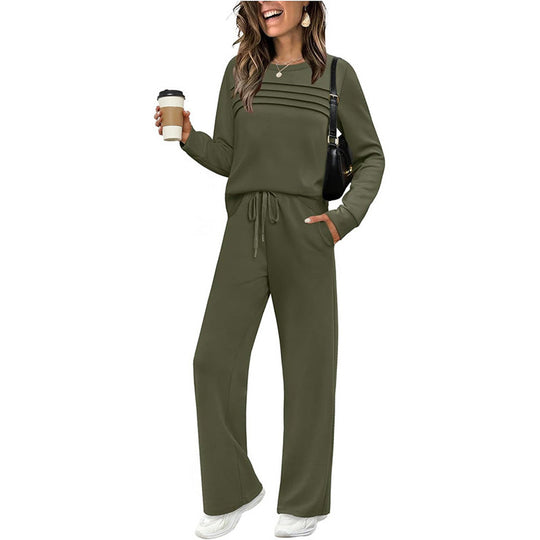 🔥 LAST DAY – 50% OFF! 💐 Women’s Crew-Neck Top & Drawstring Trousers Set