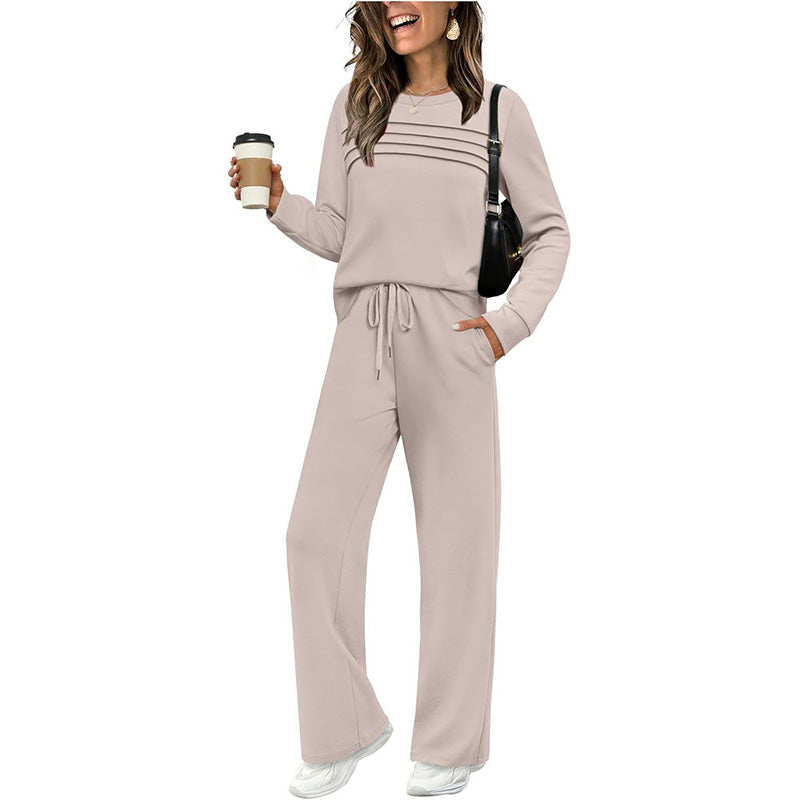 🔥 LAST DAY – 50% OFF! 💐 Women’s Crew-Neck Top & Drawstring Trousers Set