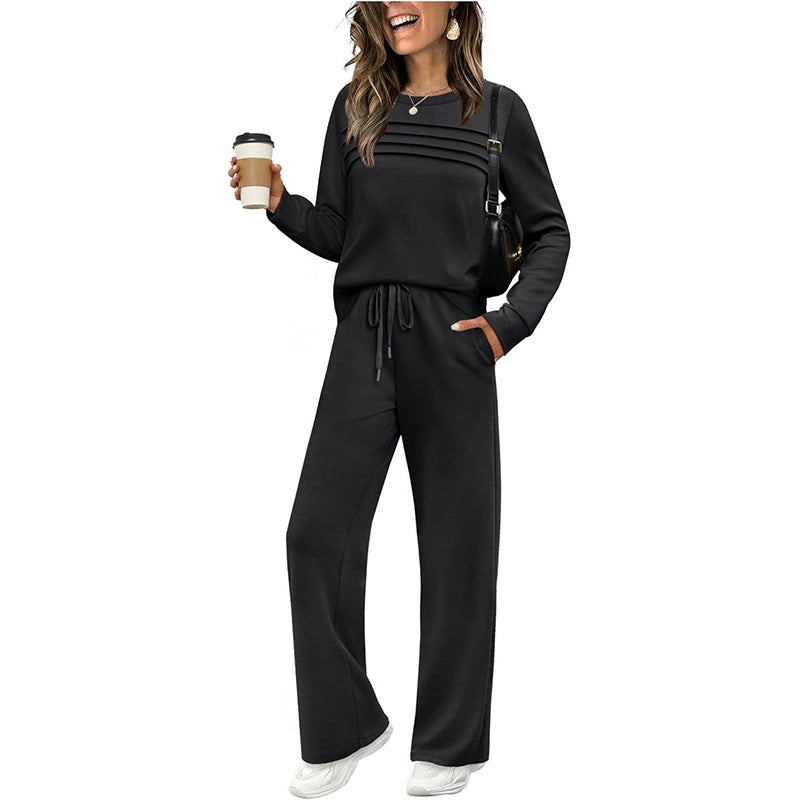 🔥 LAST DAY – 50% OFF! 💐 Women’s Crew-Neck Top & Drawstring Trousers Set